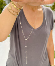 Load image into Gallery viewer, Minimalist 14k solid rose gold round cut Moissanites by the yard Y style bezel set necklace Pendant Bridal Gift For Her Wedding Gift 0.75ct (Copy)