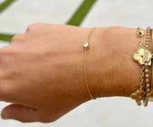 Load image into Gallery viewer, 14k Solid Yellow Gold Bracelet Moissanite Bracelet Gold Chain Diamond Bracelet, Chain Moissanite Bracelet Prong Set 0.25ctw Minimalist Style