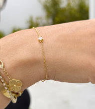 Load image into Gallery viewer, 14k Solid Yellow Gold Bracelet Moissanite Bracelet Gold Chain Diamond Bracelet, Chain Moissanite Bracelet Prong Set 0.25ctw Minimalist Style