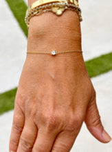 Load image into Gallery viewer, 14k Solid Yellow Gold Bracelet Moissanite Bracelet Gold Chain Diamond Bracelet, Chain Moissanite Bracelet Prong Set 0.25ctw Minimalist Style