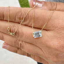 Load image into Gallery viewer, Minimalist Dainty 14k Solid Yellow Gold Emerald Natural Aquamarine Bezel Set Solitaire Necklace Chain Pendant Bridal Anniversary Gift 2.00ct