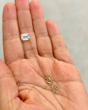 Load image into Gallery viewer, Minimalist Dainty 14k Solid Yellow Gold Emerald Natural Aquamarine Bezel Set Solitaire Necklace Chain Pendant Bridal Anniversary Gift 2.00ct