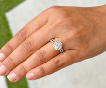 Load image into Gallery viewer, 14K Solid Yellow Gold Oval Cut Moissanite And Round Cut Engagement Ring And Matching Band Set Bridal Set Wedding Set Halo Style 1.80ctw