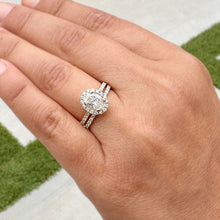 Load image into Gallery viewer, 14K Solid Yellow Gold Oval Cut Moissanite And Round Cut Engagement Ring And Matching Band Set Bridal Set Wedding Set Halo Style 1.80ctw