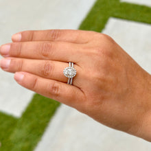 Load image into Gallery viewer, GIA Certified Natural Oval Cut Moissanite And Round Cut Sides Engagement Ring And Matching Band Halo Bridal Set 14K Solid Yellow Gold 1.80ctw