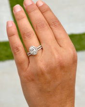 Load image into Gallery viewer, GIA Certified Natural Oval Cut Moissanite And Round Cut Sides Engagement Ring And Matching Band Halo Bridal Set 14K Solid Yellow Gold 1.80ctw