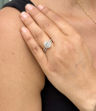 Load image into Gallery viewer, 14K Solid Yellow Gold Oval Cut Moissanite And Round Cut Engagement Ring And Matching Band Set Bridal Set Wedding Set Halo Style 1.80ctw