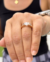 Load image into Gallery viewer, 14k Solid Rose Gold Round Cut Moissanite Engagement Ring Tension Set Ring Solitaire Propose Ring Anniversary Ring Wedding Ring 1.75ctw