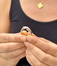 Load image into Gallery viewer, GIA Certified Natural Round Cut Diamond Engagement Ring Tension Set Ring Propose Ring 14k Solid Rose Gold Women's Wedding Ring For Her 1.50