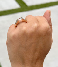 Load image into Gallery viewer, GIA Certified Natural Round Cut Diamond Engagement Ring Tension Set Ring Propose Ring 14k Solid Rose Gold Women's Wedding Ring For Her 1.50