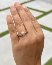 Load image into Gallery viewer, 14k Solid Rose Gold Round Cut Moissanite Engagement Ring Tension Set Ring Solitaire Propose Ring Anniversary Ring Wedding Ring 1.75ctw