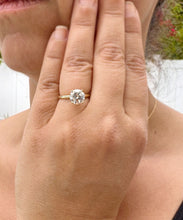 Load image into Gallery viewer, Round cut Moissanite Engagement Ring 14k Solid Yellow Gold Bridal Ring Wedding Ring Anniversary Ring Solitaire Four Prong Set 2.00ct