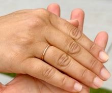 Load image into Gallery viewer, Round Cut Natural Diamonds Band Minimalist Dainty Stackable Band 1.30mm 14k Solid Yellow Gold Anniversary Band Bridal Band Pave Set 0.05ctw