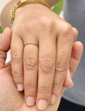 Load image into Gallery viewer, Round Cut Natural Diamonds Band Minimalist Dainty Stackable Band 1.30mm 14k Solid Yellow Gold Anniversary Band Bridal Band Pave Set 0.05ctw