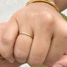 Load image into Gallery viewer, Round Cut Natural Diamonds Band Minimalist Dainty Stackable Band 1.30mm 14k Solid Yellow Gold Anniversary Band Bridal Band Pave Set 0.05ctw