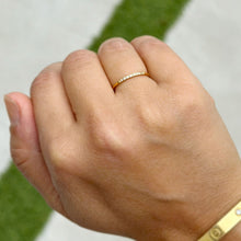 Load image into Gallery viewer, Round Cut Natural Diamonds Band Minimalist Dainty Stackable Band 1.30mm 14k Solid Yellow Gold Anniversary Band Bridal Band Pave Set 0.05ctw