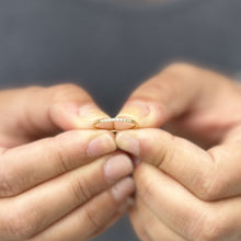 Load image into Gallery viewer, Round Cut Natural Diamonds Band Minimalist Dainty Stackable Band 1.30mm 14k Solid Yellow Gold Anniversary Band Bridal Band Pave Set 0.05ctw