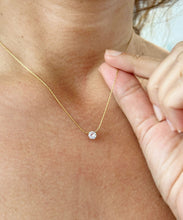 Load image into Gallery viewer, Round Cut CVD Diamond Pendant And Chain Solitaire Minimalist Dainty 14k Solid Yellow Gold Necklace And Chain Bridal Wedding Gift 0.50ct