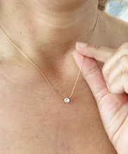 Load image into Gallery viewer, Round Cut Moissanie Pendant And Chain Solitaire Minimalist Dainty 14k Solid Yellow Gold Necklace And Chain Bridal Wedding Gift 0.50ct