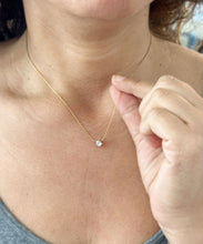 Load image into Gallery viewer, Round Cut Moissanie Pendant And Chain Solitaire Minimalist Dainty 14k Solid Yellow Gold Necklace And Chain Bridal Wedding Gift 0.50ct