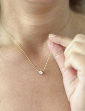 Load image into Gallery viewer, Round Cut Moissanie Pendant And Chain Solitaire Minimalist Dainty 14k Solid Yellow Gold Necklace And Chain Bridal Wedding Gift 0.50ct