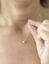 Load image into Gallery viewer, Round Cut CVD Diamond Pendant And Chain Solitaire Minimalist Dainty 14k Solid Yellow Gold Necklace And Chain Bridal Wedding Gift 0.50ct