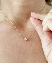 Load image into Gallery viewer, Round Cut Moissanie Pendant And Chain Solitaire Minimalist Dainty 14k Solid Yellow Gold Necklace And Chain Bridal Wedding Gift 0.50ct