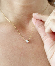 Load image into Gallery viewer, Round Cut CVD Diamond Pendant And Chain Solitaire Minimalist Dainty 14k Solid Yellow Gold Necklace And Chain Bridal Wedding Gift 0.50ct