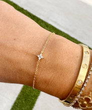 Load image into Gallery viewer, 14k Solid Yellow Gold Bracelet Moissanite Bracelet Gold Chain Four Stone Style, Chain Moissanite Bracelet Prong Set 0.20ctw Minimalist Style