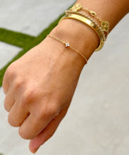 Load image into Gallery viewer, 14k Solid Yellow Gold Bracelet Moissanite Bracelet Gold Chain Four Stone Style, Chain Moissanite Bracelet Prong Set 0.20ctw Minimalist Style