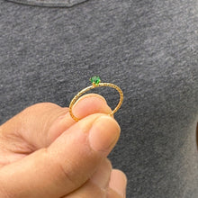 Load image into Gallery viewer, Round Cut Natural Green Emerald Ring 14K Solid Yellow Gold Minimalist Engagement Ring Solitaire Ring Wedding Ring Bridal Ring Gift 0.15ctw