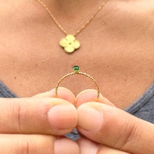 Load image into Gallery viewer, Round Cut Natural Green Emerald Ring 14K Solid Yellow Gold Minimalist Engagement Ring Solitaire Ring Wedding Ring Bridal Ring Gift 0.15ctw