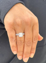Load image into Gallery viewer, Cushion Cut And Round Cut Sides Diamond Engagement Ring And Matching Band IGI Certified 14k Solid White Gold Wedding Set 4.00ct F-VS2