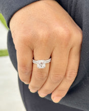 Load image into Gallery viewer, Cushion Cut And Round Cut Sides Diamond Engagement Ring And Matching Band IGI Certified 14k Solid White Gold Wedding Set 4.00ct F-VS2