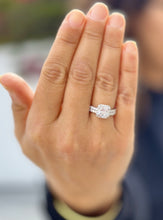 Load image into Gallery viewer, Cushion Cut And Round Cut Sides Diamond Engagement Ring And Matching Band IGI Certified 14k Solid White Gold Wedding Set 4.00ct F-VS2