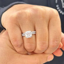 Load image into Gallery viewer, Cushion Cut And Round Cut Sides Diamond Engagement Ring And Matching Band IGI Certified 14k Solid White Gold Wedding Set 4.00ct F-VS2