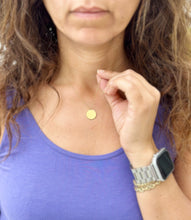 Load image into Gallery viewer, Circle Pendent And Chain in 14K Solid Yellow Gold Necklace Minimalist Style Wedding Bridal And Anniversary Gift For Her Engravable