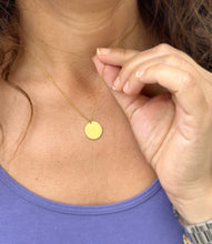 Load image into Gallery viewer, Circle Pendent And Chain in 14K Solid Yellow Gold Necklace Minimalist Style Wedding Bridal And Anniversary Gift For Her Engravable