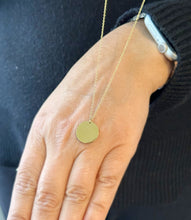 Load image into Gallery viewer, Circle Pendent And Chain in 14K Solid Yellow Gold Necklace Minimalist Style Wedding Bridal And Anniversary Gift For Her Engravable