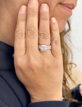 Load image into Gallery viewer, Cushion Cut And Round Cut Sides Diamond Engagement Ring And Two Matching Bands IGI Certified 14k Solid White Gold Wedding Set 4.50ct F-VS2