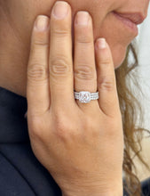 Load image into Gallery viewer, Cushion Cut And Round Cut Sides Diamond Engagement Ring And Two Matching Bands IGI Certified 14k Solid White Gold Wedding Set 4.50ct F-VS2