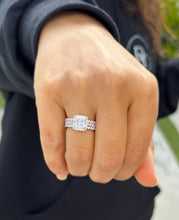 Load image into Gallery viewer, Cushion Cut And Round Cut Sides Diamond Engagement Ring And Two Matching Bands IGI Certified 14k Solid White Gold Wedding Set 4.50ct F-VS2