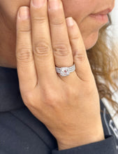 Load image into Gallery viewer, Cushion Cut And Round Cut Sides Diamond Engagement Ring And Two Matching Bands IGI Certified 14k Solid White Gold Wedding Set 4.50ct F-VS2