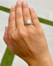 Load image into Gallery viewer, Cushion Cut And Round Cut Sides Diamond Engagement Ring And Curved Matching Band IGI Certified 14k Solid White Gold Wedding Set 3.00ct F-VS2