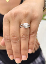 Load image into Gallery viewer, Cushion Cut And Round Cut Sides Diamond Engagement Ring And Curved Matching Band IGI Certified 14k Solid White Gold Wedding Set 3.00ct F-VS2