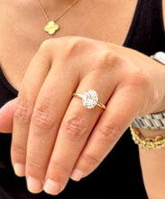 Load image into Gallery viewer, Oval cut Moissanite Engagement Ring 14k Solid Yellow Gold Bridal Ring Wedding Ring Anniversary Ring Solitaire Four Prong Set 2.00ct