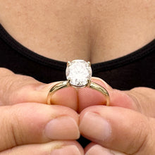 Load image into Gallery viewer, Oval cut Moissanite Engagement Ring 14k Solid Yellow Gold Bridal Ring Wedding Ring Anniversary Ring Solitaire Four Prong Set 2.00ct