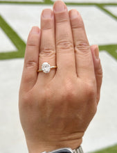 Load image into Gallery viewer, Oval cut Moissanite Engagement Ring 14k Solid Yellow Gold Bridal Ring Wedding Ring Anniversary Ring Solitaire Four Prong Set 2.00ct