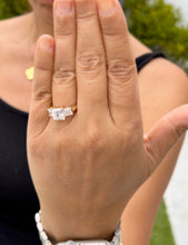 Load image into Gallery viewer, Three Stone Style Princess Cut Diamond Engagement Ring IGI Certified 14k Solid Yellow Gold Wedding Bridal Ring 3.00ct F-VS2