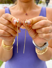 Load image into Gallery viewer, Round Cut Moissanite Dangling Earrings Studs Set In 14K Solid White Gold Bridal Gift Prong Set 3.5 Inches Wedding Gift Anniversary gift 0.70